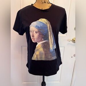 Girl with a Pearl Earring print Vermeer Art T-Shirt